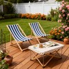 Ridstar Set of 2 Blue Striped Folding Deck Chairs for Garden, Terrace & Pool-Navy Blue - 3 of 4