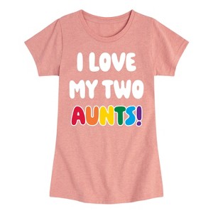 Girls' - Instant Message - I Love My Two Aunts Fitted Short Sleeve Graphic T-Shirt - 1 of 4