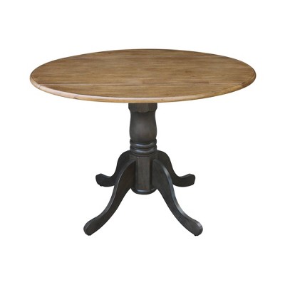 Cottage Charm 42" Round Hickory Wood Extendable Dining Table