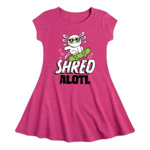 Girls' - Instant Message - Shred Alotl Fit & Flair Cap Sleeve Graphic Dress - 1 of 4