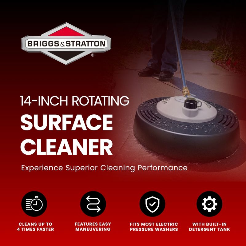 Briggs & Stratton 14 Inch Rotating Jet Surface Cleaner with Built In Detergent Tank and Quick Connect Wands for Patio, Lawn, and Garden, 2 of 7