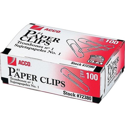 ACCO Economy #1 Paper Clips Silver 100/Box 10 Boxes/Pack (A7072380) 126474