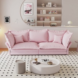 JOYRACER 90.55" Modern Upholstered Cloud Sofa, Couch with Deep Seat and Multiple Large Soft Pillows, Convertible Chaise Lounge Sofa for Living Room - 1 of 4