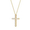 GILDED 1 cttw Lab Grown Diamond and Sterling Silver & 14KT Gold Plated Silver Cross Pendant with an 18 Inch Spring Ring Clasp Cable Chain - 2 of 4