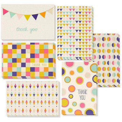 Best Paper Greetings 48 Pcs Thank You Cards Bulk Set, Retro Geometric Thank You Notes with Envelopes