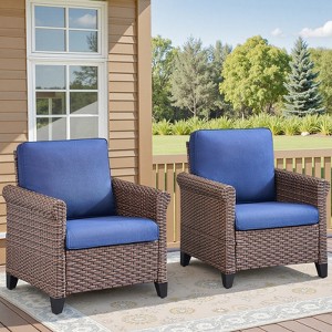 Buenhomino 2-Piece Outdoor Wicker Chair Set, Rust-Proof Frame & UV-Resistant Rattan with All-Weather Cushions - 1 of 4