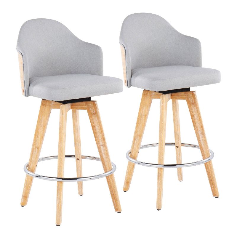 Set of 2 Ahoy Bamboo/Polyester Counter Height Barstools - LumiSource, 1 of 11