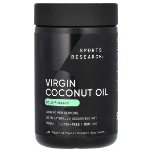 Sports Research Virgin Coconut Oil, Cold Pressed, 120 Veggie Softgels - 1 of 3