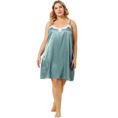 Agnes Orinda Women's Plus Size Satin Star Print Lace Trim Pajamas Nightgown  : Target