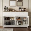 55" Sideboard Buffet Cabinet, Wood Coffee Bar Cabinet with Glass Door & 3 Drawers, Modern Media Console Table, Kitchen Pantry Cabinet - 2 of 4