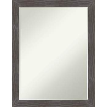 Amanti Art Woodridge Rustic Grey Petite Bevel Wood Bathroom Wall Mirror 27 x 21 in.