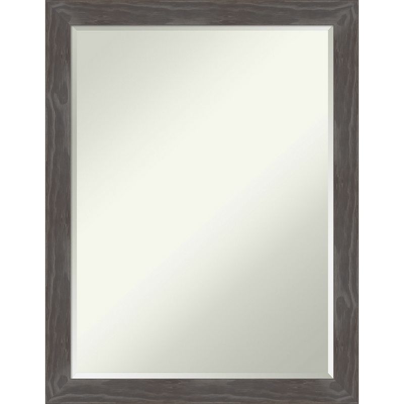 Amanti Art Woodridge Rustic Grey Petite Bevel Wood Bathroom Wall Mirror 27 x 21 in., 1 of 11