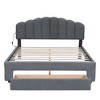 Queen-Size Upholstered Platform Bed in Teddy Fleece with Storage Compartment - 2 of 4