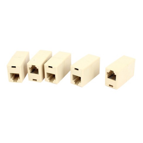 Unique Bargains Plastic RJ11 6P4C Telephone Cable Inline Connector Beige 5 Pcs - image 1 of 4