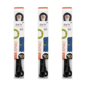 Nite Ize Gear Tie Loopable Twist Tie - Reusable & Flexible - Bendable Cable Ties for Gear & Cords - for Secure Fastening - 24", Black (3 Pack) - 1 of 4