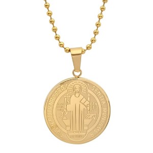 Steeltime Ladies stainless steel religious necklace. Color Options: Silver, Gold - 1 of 4