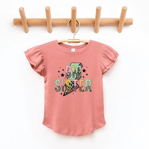 The Juniper Shop Big Sister Lightning Bolt Toddler Flutter Sleeve Tee - 1 of 2
