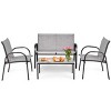 Tangkula 4PCS Chairs Set Coffee Table Patio Garden Modern Furniture Brand New - 3 of 4