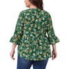 Agnes Orinda Women's Plus Size Floral V Neck Ruffle Sleeve Loose Fit Babydoll Peplum Blouse - 4 of 4