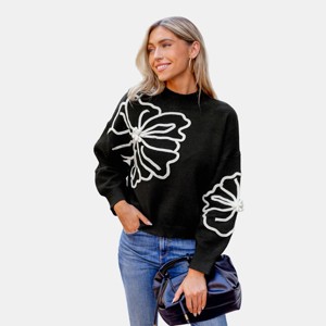 Women's Khaki/Black Long Sleeve Turtleneck Sweater - Cupshe - 1 of 4