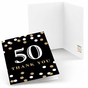 Big Dot of Happiness Adult 50th Birthday - Gold - Birthday Party Thank You Cards (8 count) - 1 of 4