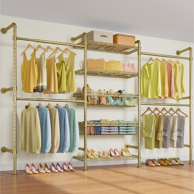 Timate X3 Garment Rack, Wall Mounted Closet System Industrial Pipe  Clothes Rack Walk in Closet, Adjustable from 5'10" to 8'3"