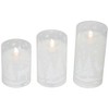 Northlight LED Flameless Flickering Snowy Woodland Glass Christmas Pillar Candles - 6" - Set of 3 - 4 of 4