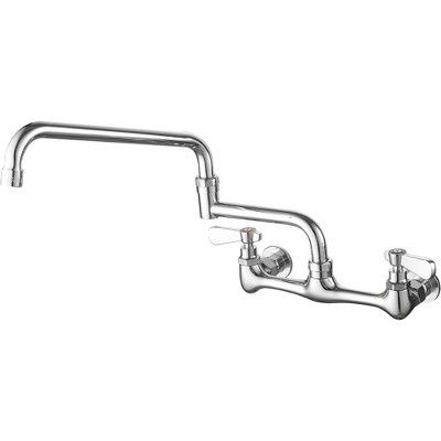 BWE Double Handles Wall Mount Modern Standard Kitchen Faucet With 8 Inch Swivel Spout 8" Center