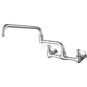 BWE Double Handles Wall Mount Modern Standard Kitchen Faucet With 8 Inch Swivel Spout 8" Center - 1 of 4