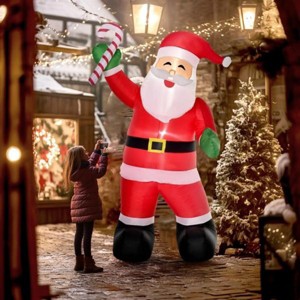 INFURNIC Party Decorations and Accessories 8ft Inflatable Santa Claus with Candy Cane for Christmas Display, Multicolored, 55"*33.5"*98.5" - 1 of 4