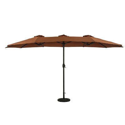 15' x 9' Eclipse Dual Market Patio Umbrella Coffee - Island Umbrella