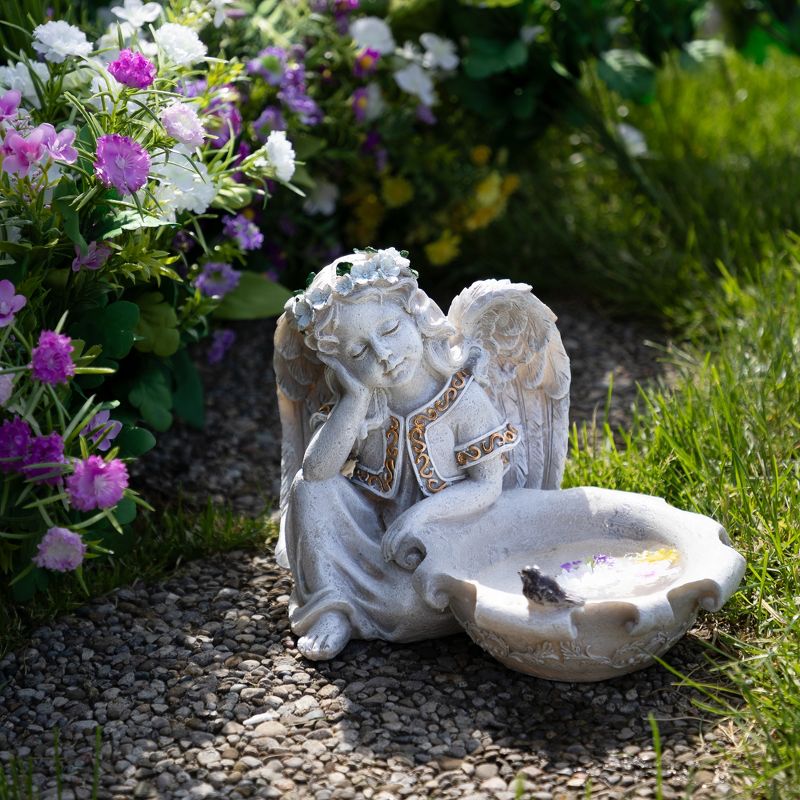 Northlight 10" Resting Angel Bird Feeder Outdoor Patio Garden Statue - Gray, 2 of 6