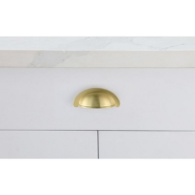 Brushed Gold Modern Cup Pull with Mounting Hardware