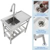 GustoWave Freestanding Single Bowl Kitchen Sink with Faucet and Drainboard, Silver - 4 of 4