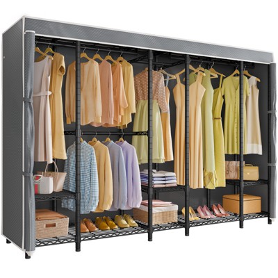 VIPEK V50C Extra Large Coverd Clothes Rack, Black Closet Rack with Gray  Upgarded Polyester Cover, Multi-Functional Wardrobe Closet Clothing Rack