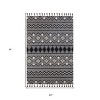 Gray White And Black Wool Geometric Flatweave Handmade Area Rug With Fringe - 3 of 4