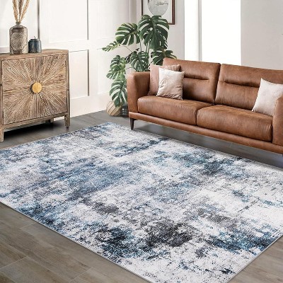 Machine Washable Area Rugs Lightweight Throw Soft Carpet Boho Botanical Floral Ultra-Thin Indoor Rug