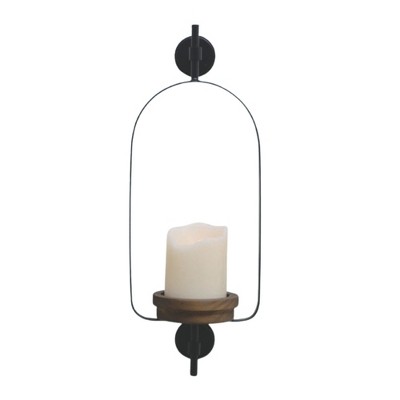 VIP Metal 18.11 in. Black Arched Hanging Candle Holder