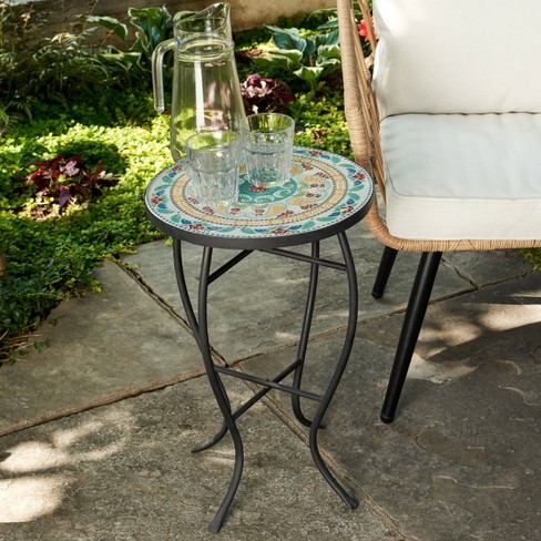 Outdoor Mosaic Accent Side Table Blue, Mosaic Side Table Outdoor
