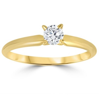 Pompeii3 1/3ct Round Diamond Solitaire Engagement Ring 14k Yellow Gold