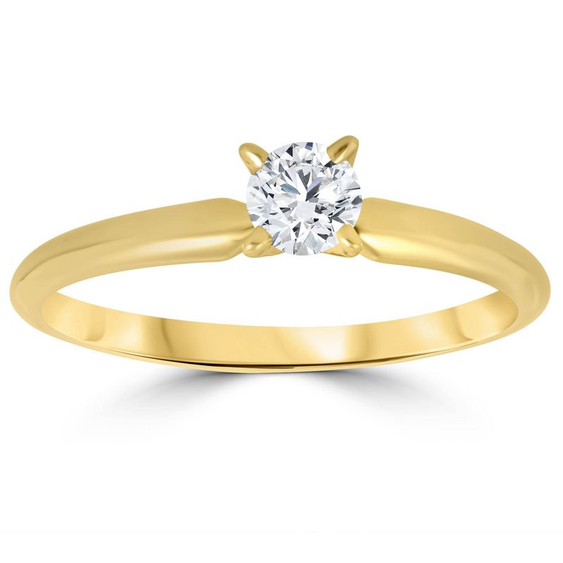 Pompeii3 1/3ct Round Diamond Solitaire Engagement Ring 14k Yellow Gold, 1 of 5