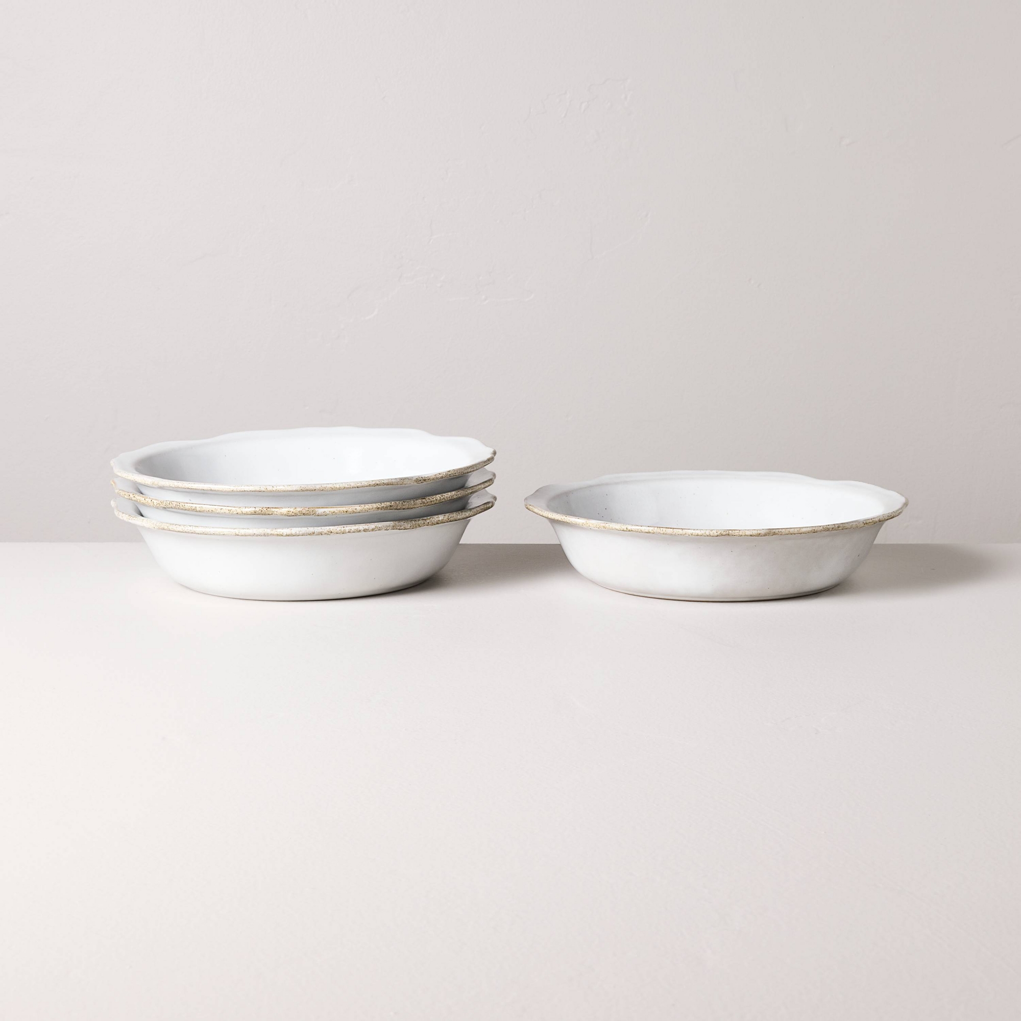 Set of 4 Carved Edge Pasta/Grain Bowls Cream