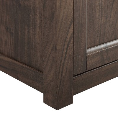 Rustic Dark Walnut Corner TV Stand with Cabinets