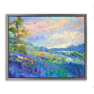 Stupell Industries Modern Hill Woodland Landscape Floating Frame Canvas Art, Gray, 21" x 17" - 1 of 4