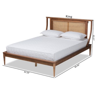 Jamila Walnut Brown King Wood and Rattan Platform Bed