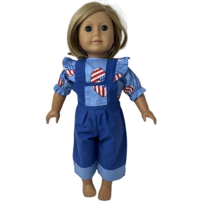Doll Clothes Superstore Handmade American Print Overall Set for 18-Inch Girl Dolls