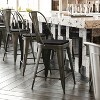 Emma and Oliver Distressed Metal Stools with Backs and Polystyrene Seats for Indoor/Outdoor Use - 2 of 4