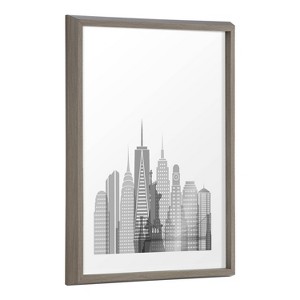 18" x 24" Blake New York Cityscape by Jake Goossen Framed Printed Glass Gray - Kate & Laurel All Things Decor - 1 of 4