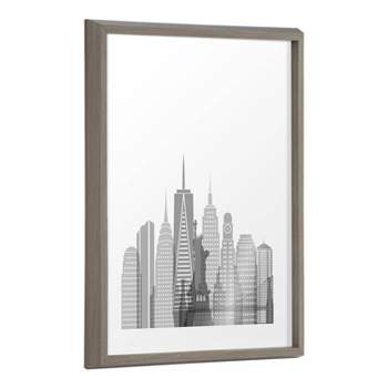 18" x 24" Blake New York Cityscape by Jake Goossen Framed Printed Glass Gray - Kate & Laurel All Things Decor