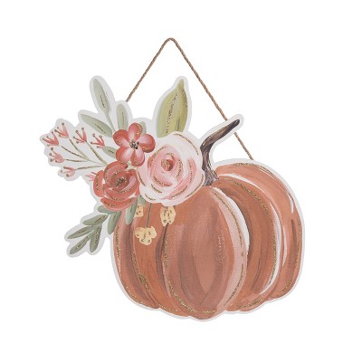 Transpac MDF Pumpkin Door Hanger Wall Sign Multicolor Fall Harvest Decor for Indoor Use Perfect for Gifts and Autumn Charm